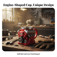 Great Gift Idea V8 Engine Mug Sturdy Construction V6 Engine Mug Decorative Art Piece for Gearheads, Racing Fans, Man Cave, Garage, Workshop