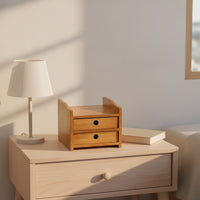 Eco-Friendly Bamboo Storage Box with Drawers Compact Bamboo Desktop Organizer Space-Saving Desk Organizer with Drawers Layered for Professionals, Students, Home Office