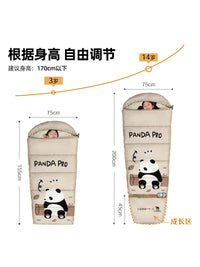 骆驼熊猫睡袋秋冬户外儿童露营四季保暖加厚学生成人防寒午休便携