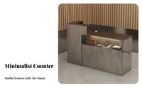 Modern Minimalist Front Desk Space-Saving Small Shop Cashier Counter Multiple Storage Options Modern Front Desk for Retailers, Boutique, Salons, Lobby