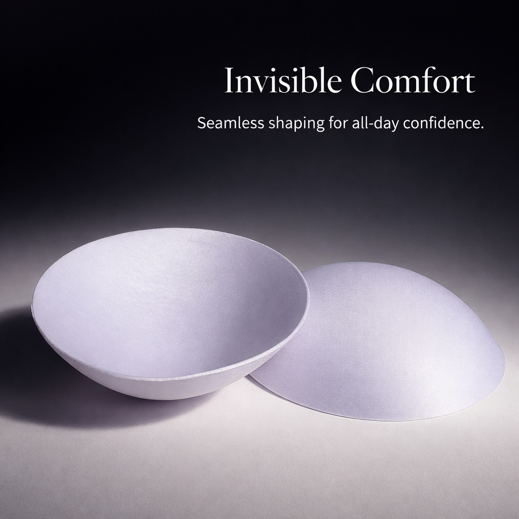 Breast Pads Foam Inserts for Swimwear and Sports Bras, Round with Soft Sponge Padding, Breathable Cups for Sewing Projects