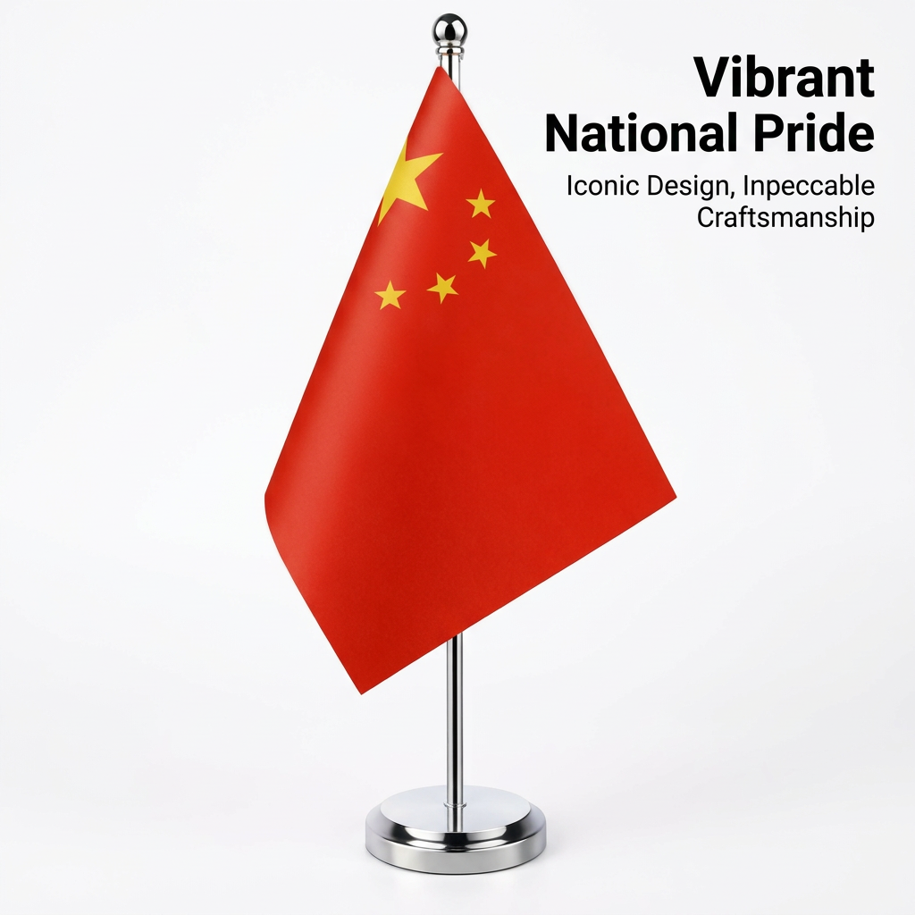 China Table Flag 4'' x 6'' with Stand, Mini Desk Flag Rectangular with Base, Polyester Mini Desk Flag Chinese Office Decoration