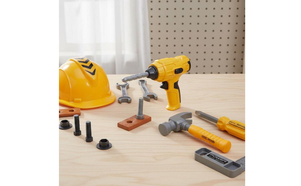 Assembly and Disassembly Toy Electric Drill Set Battery Operated Pretend Play Power Tool Kit Educational Toddler Construction Kit Realistic Design for Preschoolers