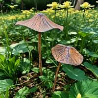 2 Pieces Retro Brown Toadstool Ornament Easy to Maintain for Courtyard