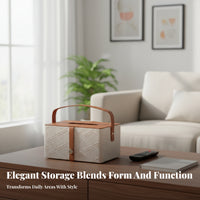 Rectangular Home Decor Reinforced Corners Woven Tissue Box Cover Handled Tissue Box Cover for Desktop