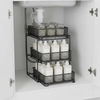 Multi Layer Pull out Organizer Shelf Space Saving Pull out Drawer Organizer Sturdy Metal Sliding Storage Drawer Stable for Kitchen Cabinet, Pantry