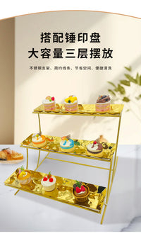 工厂直销不锈钢锤印三层展示架自助餐锤点水果架宴会下午茶点心架