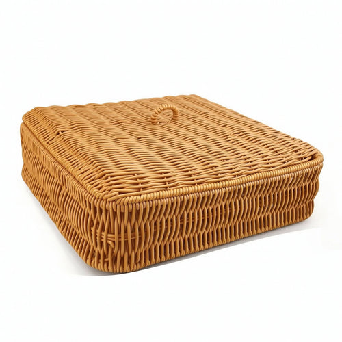 Compartmented Basket Handwoven Organizer Rattan-Look for Dining Table