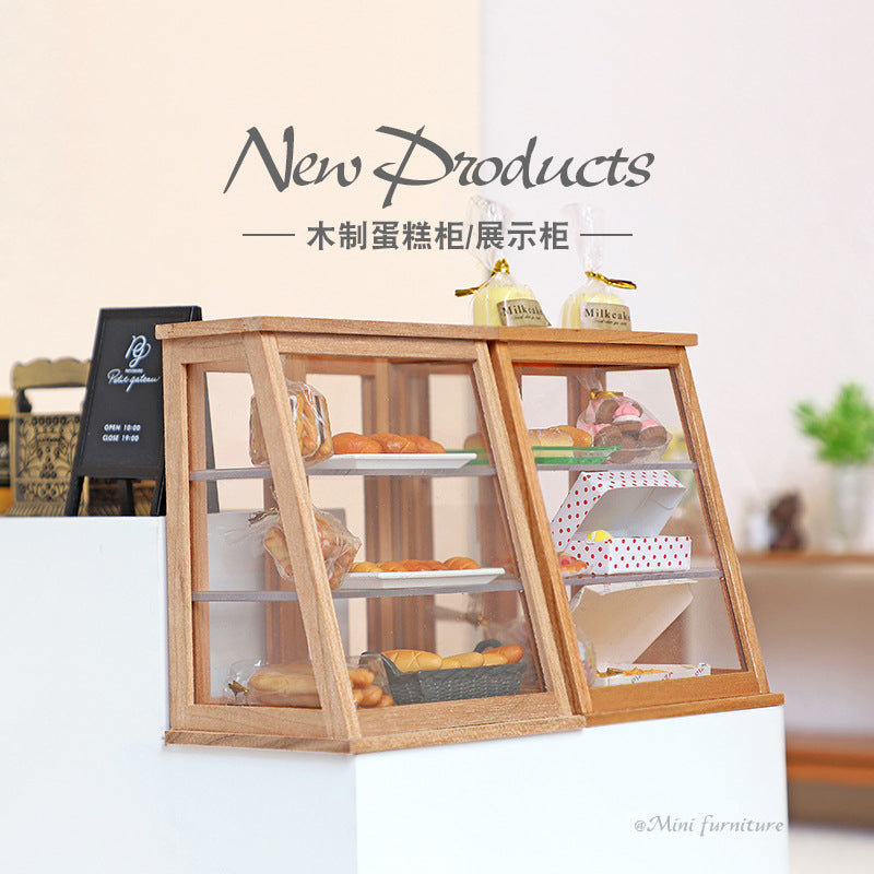 Wooden Dollhouse Accessory Narrow Mini Cake Cabinet Trapezoid Display Shelf M168