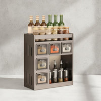 Wall Mounted spices rack No-Tools-Needed Installation Kitchen Condiment Shelf Space Saving Multi-Tier Seasoning Organizer