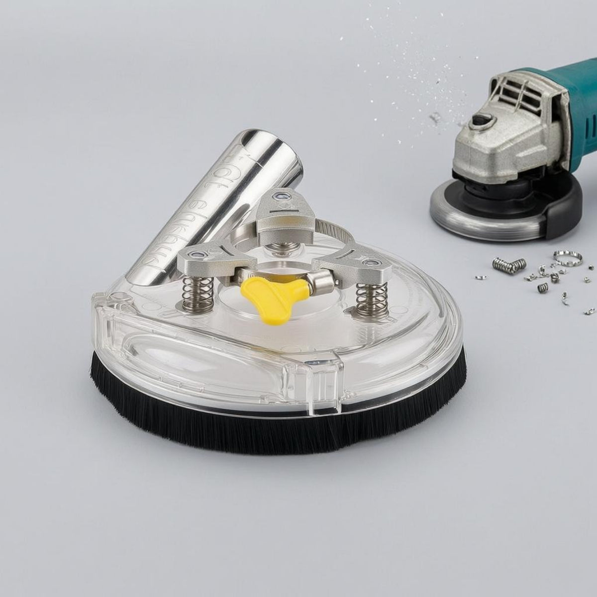 Bristle Skirt Angle Grinder Dust Shroud Vacuum Connection Clear Angle Grinder Cover Spring-Mounted Circular Dust Shroud