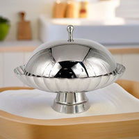 Large Stainless Steel Fruit Bowl and Snack Tray in Modern Minimalist Style