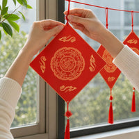Thickened Red Xuan Paper Square Cards for Chinese New Year Blessings, Semi-Sized, Blank for Calligraphy, with Gold Border