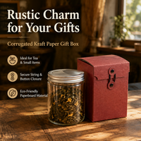 Large Kraft Paper Boxes 8.8x8.8x12.5cm, Premium Tea Packaging Boxes with Rope, Easy Assemble Flip Closure for Homemade Tea Gifts