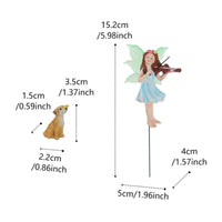Violin Playing Fairy and dog figurine Statue Weather Resistant Resin Fairy Garden Ornament Hand-Painted Details for Lawn, Terrarium