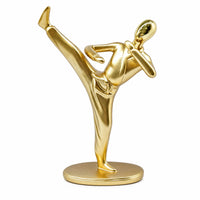 Taekwondo Sculpture with Oval Base Glossy Decor Silver-Colored for Display Shelf