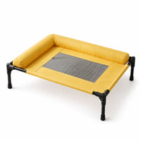 Breathable Elevated Dog Bed Moisture-Resistant Dog Cot with Side Cushion Washable Raised Pet Bed Sturdy for Camping