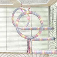 Rope Swing Parrot Toy with Bells, Gradient Perch for Budgie, Cockatiel and Lovebird, Comfortable Swing Perch for Small Bird Cage Use