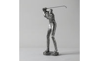 Golfer Statue with Golf Club Shiny Golfer Figurine Tabletop Decor for Bookshelf