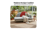 Rustic rural and design Chaise Lounge Upholstered Seat Seating Furniture Curved rear supportrest Daybed Wooden Frame for homeowners, pairs, Adults, Living Room, Bedroom, Sunroom, Apartment