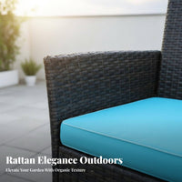 3 Pieces 3-Piece Wicker Chat Set Waterproof 3-Piece Wicker Seating Group UV-Resistant Space-Efficient Design for Patio, Garden