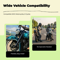 Motorcycle Tire Pressure tracking System, cordless TPMS, live LCD display, waterproof, temperature alarm, compatible with multiple design S of S designs.