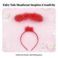 Angel Angelic Headband Layered Feathers Feather Celestial Band Hairband Ribbon Details Regal Fantasy Princess Rod for Kids, Girls, Birthday Parties