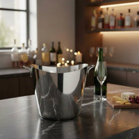 Stainless Steel Ice Bucket Nordic Style Beverage Chiller Bucket High-End Bottle Design Chiller for Dining Table
