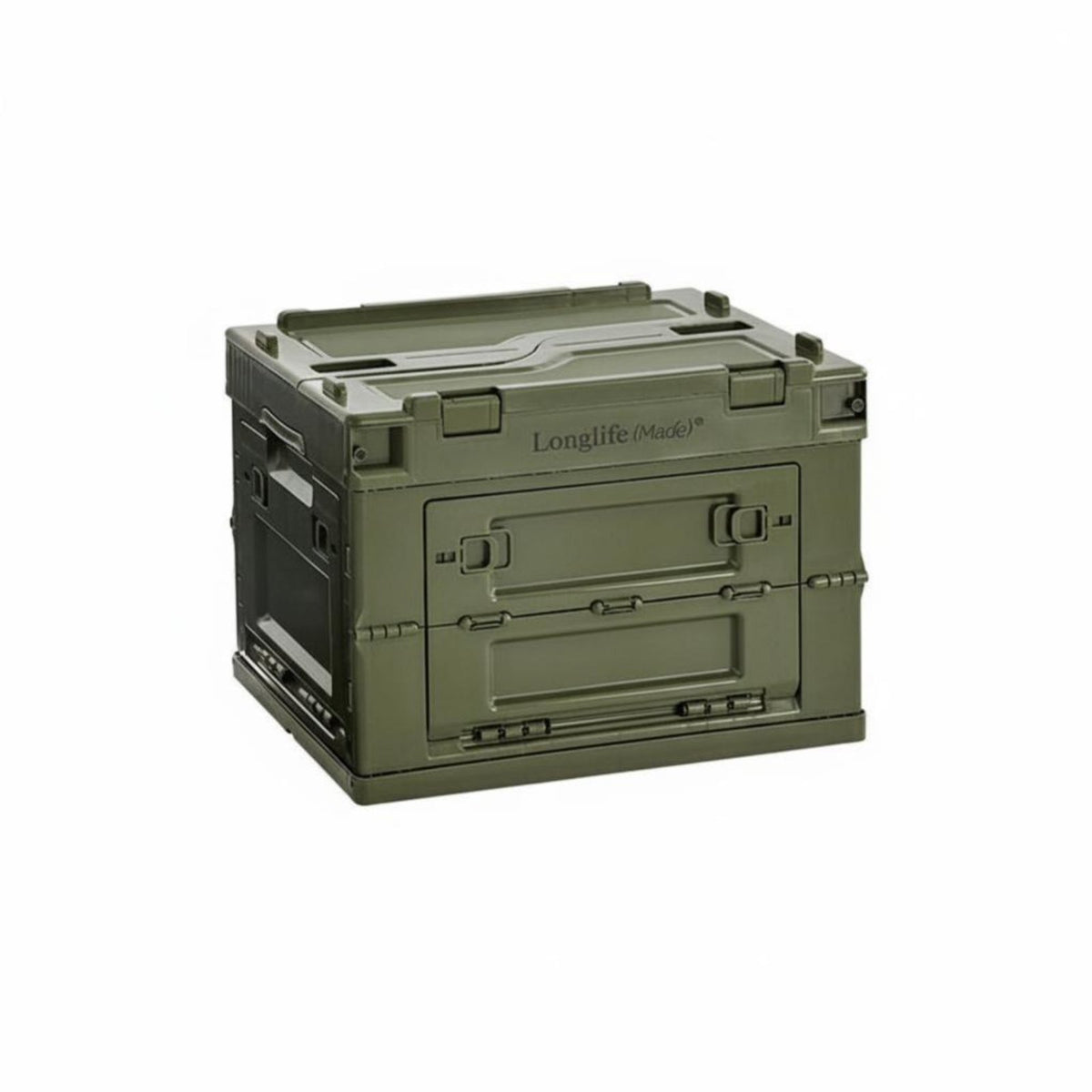 Foldable Storage Crate Secure Latching Collapsible Storage Bin with Doors