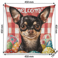 Easter Egg Throw Pillow Cover Double-Sided Printing Chihuahua Easter Pillowcase for Living Room, Bedroom, Sofa, Home Decor