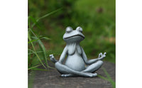 Meditating Frog Figurine Stone-Look Meditation Frog Statue Compact Decor for Bookshelf