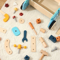 Shape-Sorting Wagon Pusher Multifunction Wooden Push Pusher Non-Slip Wheels