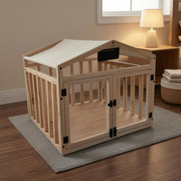 House-Shaped Kennel Slatted Wooden Dog House Solid Wood