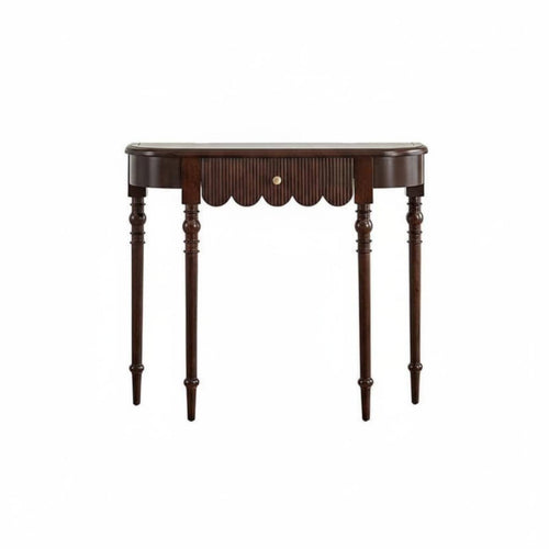 Demilune Console Half-Round Shape Demilune Table Vintage aesthetic Carved Legs for Interior Decorators, Apartment Dwellers
