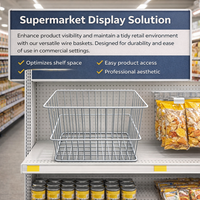 Kitchen Storage & Organisation Baskets for Shelves with Handle, Premium 304 Stainless Steel Wire Design for Retailers and Cupboards