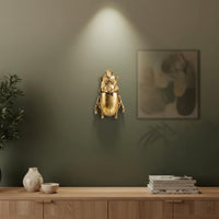 Unique Design Rhinoceros Beetle Wall Hanging Intricate Details Golden Beetle Wall Decor Easy to Hang for Living Room, Entryway, Office
