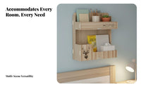 Adhesive Organizer Rack No-Drill Installation Wall Shelf Built-in Phone Holder