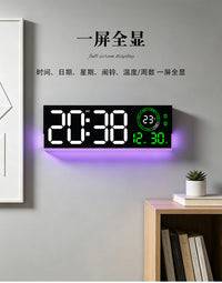 新品夜光创意时钟客厅挂钟简约现代LED数字钟表两组闹钟6696
