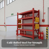 Red Fire Equipment Rack Extra Thick Material Multi-Layer Warehouse Shelving Commercial Grade Heavy Duty Metal Storage Rack for Shop Owners, Workshop