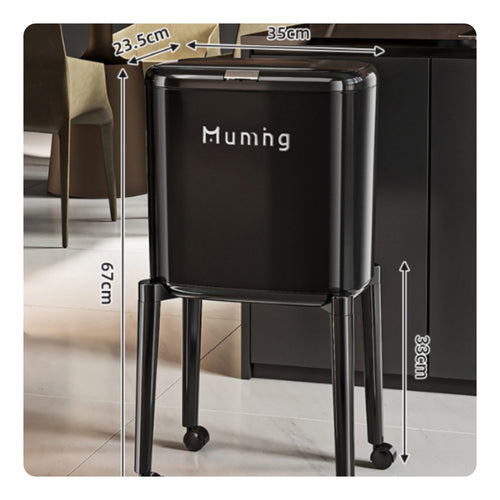Lid Trash Can with Wheels Handseffortless Household Storage Easy to Clean