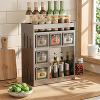 Wall Mounted spices rack No-Tools-Needed Installation Kitchen Condiment Shelf Space Saving Multi-Tier Seasoning Organizer