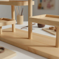 Multi-Tier Wooden Display Stand Sturdy Construction Wooden Step Shelf Multifunctional Stepped Collectible Riser for Collectors