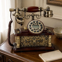 Antique Landline Phone Floral Ornamentation Antique Telephone Vintage Phone Gold-Tone Detailing Table Ornament Corded for Home