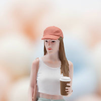 Girl Figure Holding Coffee Colorful Street Fashion Miniature Girl