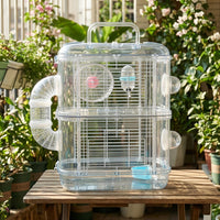 Small Bird Cage and Cockatiel Cage, Acrylic Pet Bird Carrier with Removable Tray, Portable Outdoor Travel Case for Moving Pets