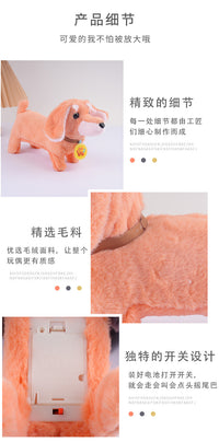 Electric Plush Dachshund Dog Toy with Walking, Sound, and Tail Wagging