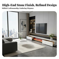 Fireplace TV Stand Realistic Effect Fireplace media devices Center Modern Design Living Room Furniture for Homeowners, Families, Bedroom, Home