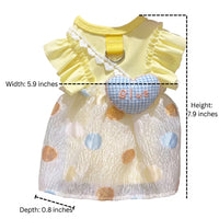 Dog Princess Dress with D-Ring Leash Attachment, Ruffled Dog Skirt for Small Dog Clothes, Imported Autumn Wear Cat Princess Dress Puppy Clothes