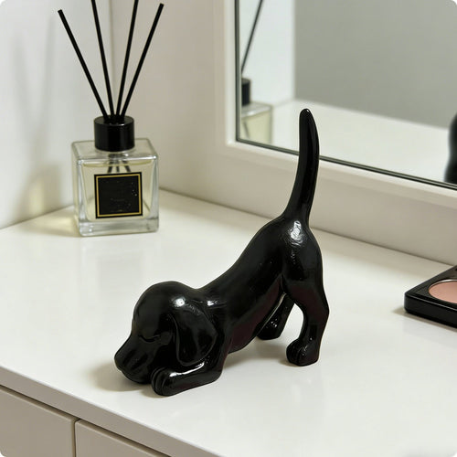 Dog Jewelry Holder Decorative Resin Dog Figurine Small Tabletop Display Home Decor for Entryway, Desk