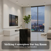 Modern Minimalist Rectangular Plinth Light Luxury Aesthetic Display Stand Floor-Standing Pedestal Marble Pattern for Interior Decorators, Art Enthusiasts, Living Room, Home Decor, Entryway, Bedroom